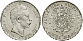 Preußen
Wilhelm II., 1888-1918
2 Mark 1888 A. Kl. Adler.
sehr schön/vorzüglich, kl. Randfehler