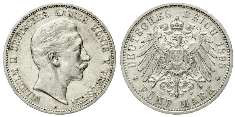Preußen
Wilhelm II., 1888-1918
5 Mark 1893 A vorzüglich, kl. Kratzer, winz. Ra...