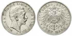 Preußen
Wilhelm II., 1888-1918
5 Mark 1893 A vorzüglich, kl. Kratzer, winz. Randfehler