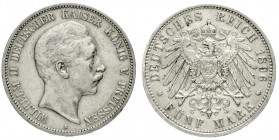 Preußen
Wilhelm II., 1888-1918
5 Mark 1896 A. Seltener Jahrgang.
sehr schön, kl. Randfehler, selten
