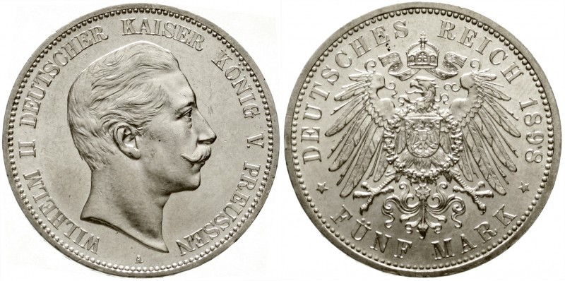 Preußen
Wilhelm II., 1888-1918
5 Mark 1898 A. prägefrisch/fast Stempelglanz