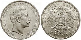 Preußen
Wilhelm II., 1888-1918
5 Mark 1898 A. prägefrisch/fast Stempelglanz