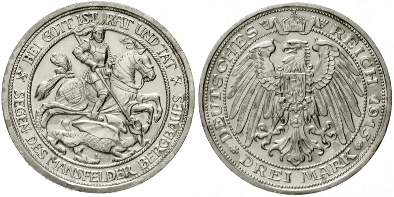 Preußen
Wilhelm II., 1888-1918
3 Mark 1915 A. Mansfeld.
vorzüglich/Stempelgla...