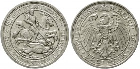 Preußen
Wilhelm II., 1888-1918
3 Mark 1915 A. Mansfeld.
vorzüglich/Stempelglanz, winz. Randfehler