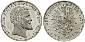Reuß, ältere Linie
Heinrich XXII., 1867-1902
2 Mark 1877 B. feinster Stempelglanz, Prachtexemplar, äußerst selten in dieser Erhaltung