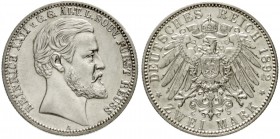 Reuß, ältere Linie
Heinrich XXII., 1867-1902
2 Mark 1892 A. Zum 25 jähr. (Regierungsjubiläum).
gutes vorzüglich, min. berieben