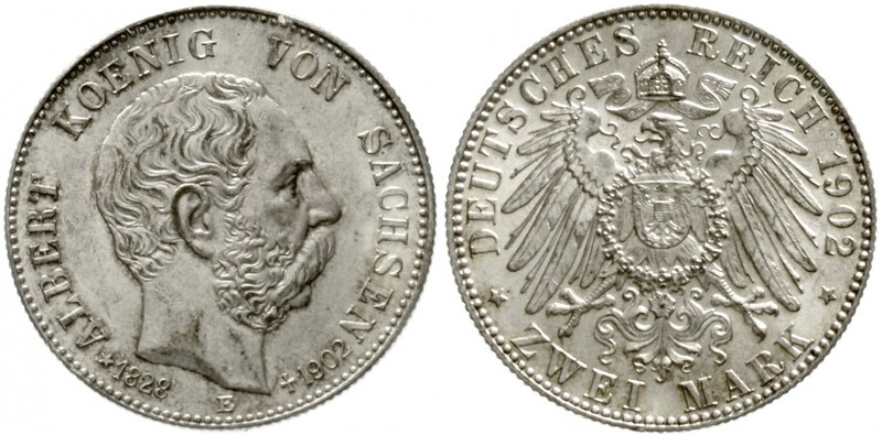 Sachsen
Albert, 1873-1902
2 Mark 1902 E. Auf seinen Tod.
fast Stempelglanz