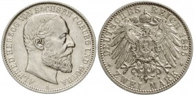 Sachsen/-Coburg-Gotha
Alfred, 1893-1900
2 Mark 1895 A. vorzüglich/Stempelglanz, etwas berieben