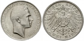 Sachsen/-Coburg-Gotha
Carl Eduard, 1900-1918
2 Mark 1905 A. gutes vorzüglich, leicht berieben