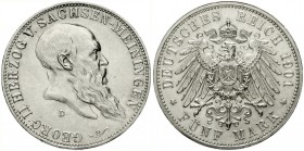 Sachsen-Meiningen
Georg II., 1866-1914
5 Mark 1901 D. Zum Geburtstag,
vorzüglich