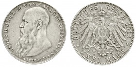 Sachsen-Meiningen
Georg II., 1866-1914
2 Mark 1915. Auf seinen Tod.
sehr schön