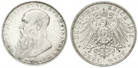 Sachsen-Meiningen
Georg II., 1866-1914
3 Mark 1915. Auf seinen Tod.
gutes vorzüglich aus Polierte Platte