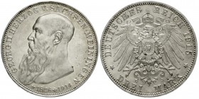 Sachsen-Meiningen
Georg II., 1866-1914
3 Mark 1915. Auf seinen Tod.
gutes vorzüglich aus Polierte Platte