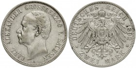 Sachsen/-Weimar-Eisenach
Carl Alexander, 1853-1901
2 Mark 1892 A. sehr schön