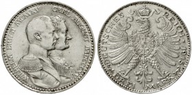 Sachsen/-Weimar-Eisenach
Wilhelm Ernst, 1901-1918
3 Mark 1915 A. Zur 100 Jahr-Feier.
vorzüglich/Stempelglanz