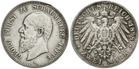 Schaumburg-Lippe
Georg, 1893-1911
2 Mark 1898 A. fast sehr schön, Henkelspur