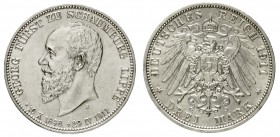 Schaumburg-Lippe
Georg, 1893-1911
3 Mark 1911 A. Auf seinen Tod.
vorzüglich/Stempelglanz