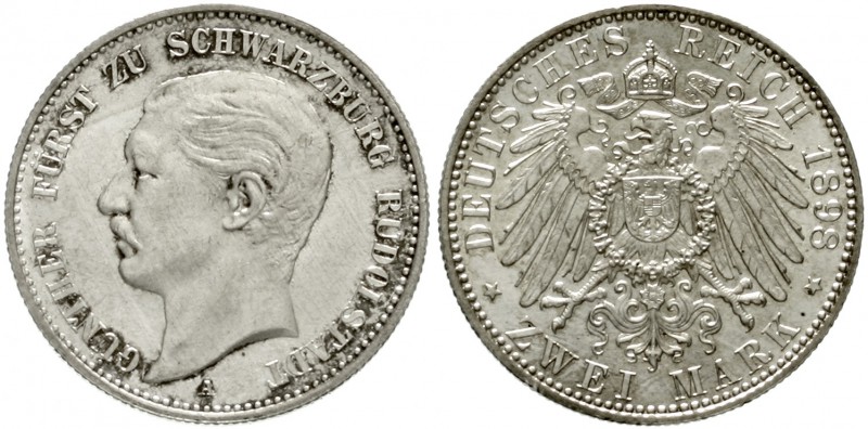 Schwarzburg/-Rudolstadt
Günther Victor, 1890-1918
2 Mark 1898 A. fast Stempelg...