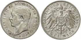 Schwarzburg/-Rudolstadt
Günther Victor, 1890-1918
2 Mark 1898 A. fast sehr schön, Kratzer und etwas bearbeitet