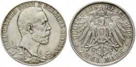 Schwarzburg/-Sondershausen
Karl Günther, 1880-1909
2 Mark 1905. 25 jähr. Regierungsj., schmaler Randstab.
sehr schön/vorzüglich