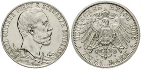Schwarzburg/-Sondershausen
Karl Günther, 1880-1909
2 Mark 1905. 25 jähr. Regierungsj., breiter Randstab.
vorzüglich aus EA, winz. Kratzer und min. ...