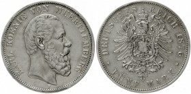 Württemberg
Karl, 1864-1891
5 Mark 1876 F. sehr schön/vorzüglich