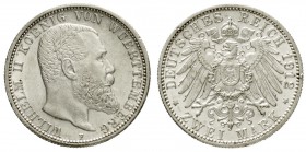 Württemberg
Wilhelm II., 1891-1918
2 Mark 1912 F. vorzüglich/Stempelglanz, kl. Randfehler