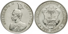 Deutsch Ostafrika
2 Rupien 1893. Polierte Platte, etwas berieben und winz. Kratzer, sehr selten in dieser Erhaltung
