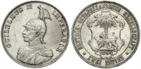 Deutsch Ostafrika
2 Rupien 1894. vorzüglich, kl. Randfehler und winz. Kratzer, selten in dieser Erhaltung
