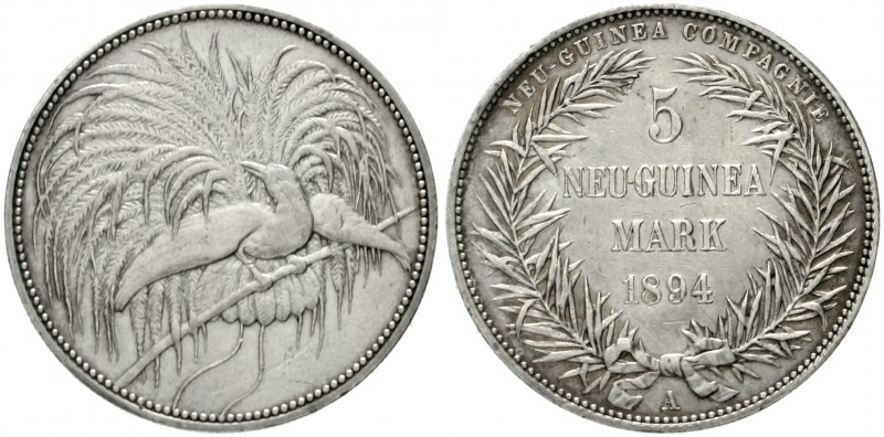 Neuguinea
Neuguinea Compagnie
5 Neuguinea-Mark 1894 A, Paradiesvogel.
sehr sc...