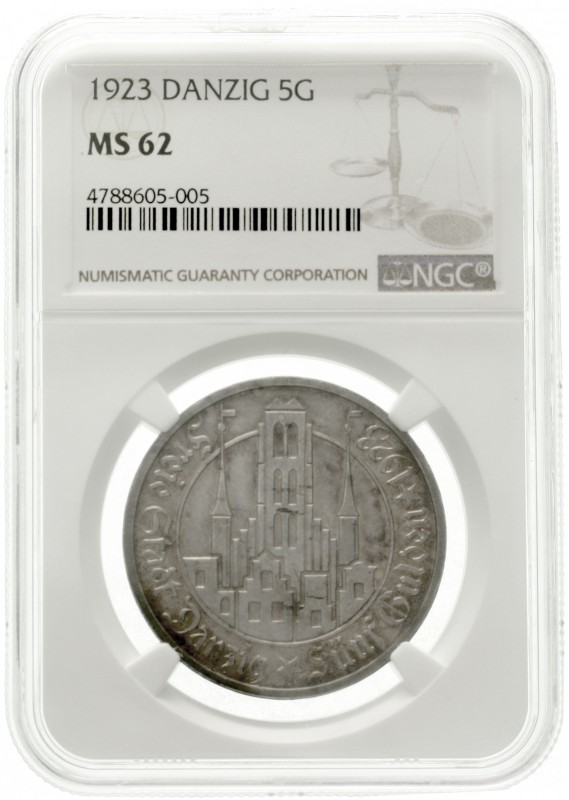 Danzig
Freie Stadt
5 Gulden 1923. Marienkirche. Im NGC Blister mit Grading MS ...