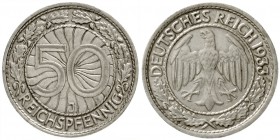 Kursmünzen
50 Reichspfennig, Nickel 1927-1938
1933 J. sehr schön/vorzüglich, kl. Randfehler