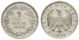 Kursmünzen
1 Reichsmark, Silber 1925-1927
1925 A. Auflage nur 600 Ex.
Polierte Platte
