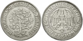 Kursmünzen
5 Reichsmark Eichbaum Silber 1927-1933
1927 J. fast vorzüglich