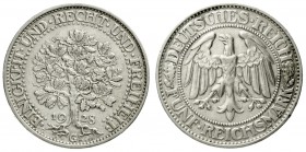 Kursmünzen
5 Reichsmark Eichbaum Silber 1927-1933
1928 G. sehr schön