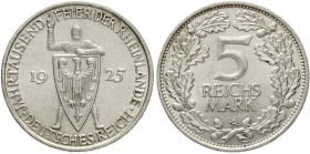 Gedenkmünzen
5 Reichsmark Rheinlande
1925 A. prägefrisch