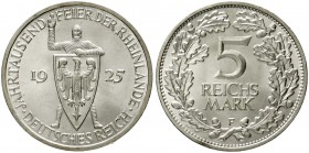 Gedenkmünzen
5 Reichsmark Rheinlande
1925 F. vorzüglich/Stempelglanz