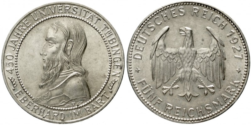 Gedenkmünzen
5 Reichsmark Tübingen
1927 F. vorzüglich