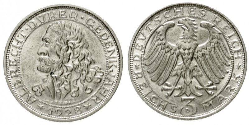 Gedenkmünzen
3 Reichsmark Dürer
1928 D. fast Stempelglanz, Prachtexemplar