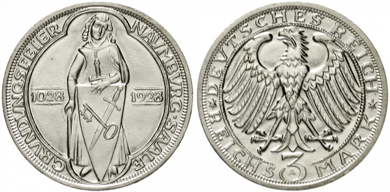 Gedenkmünzen
3 Reichsmark Naumburg/Saale
1928 A. vorzüglich/Stempelglanz