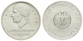 Gedenkmünzen
3 Reichsmark Lessing
1929 F. vorzüglich/Stempelglanz
