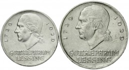 Gedenkmünzen
5 Reichsmark Lessing
2 Stück: 3 und 5 Reichsmark 1929 A. sehr schön/vorzüglich, vorzüglich