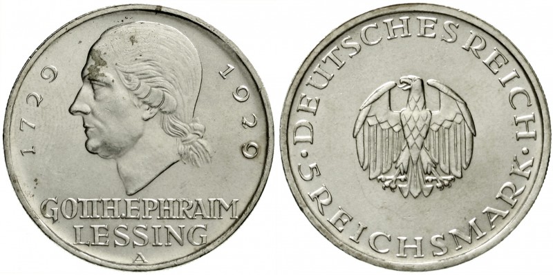 Gedenkmünzen
5 Reichsmark Lessing
1929 A. prägefrisch