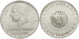 Gedenkmünzen
5 Reichsmark Lessing
1929 F. fast Stempelglanz, selten in dieser Erhaltung