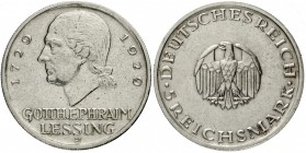 Gedenkmünzen
5 Reichsmark Lessing
1929 J. sehr schön/vorzüglich, etwas berieben