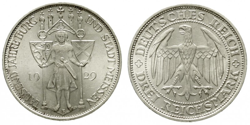 Gedenkmünzen
3 Reichsmark Meissen
1929 E. prägefrisch