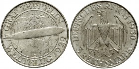 Gedenkmünzen
3 Reichsmark Zeppelin
1930 D. fast Stempelglanz