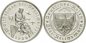 Gedenkmünzen
3 Reichsmark Vogelweide
1930 E. vorzüglich/Stempelglanz aus Polierte Platte, berieben und kl. Randfehler