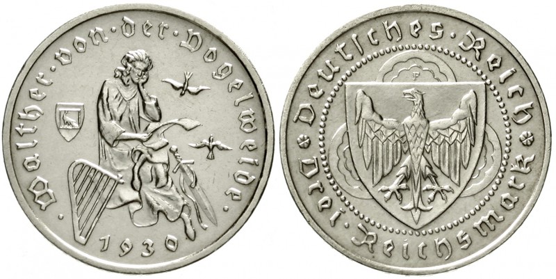 Gedenkmünzen
3 Reichsmark Vogelweide
1930 F. gutes vorzüglich