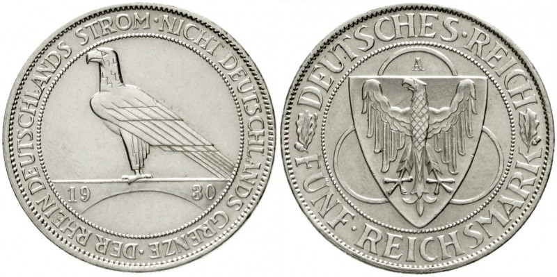 Gedenkmünzen
5 Reichsmark Rheinstrom
1930 A. vorzüglich
